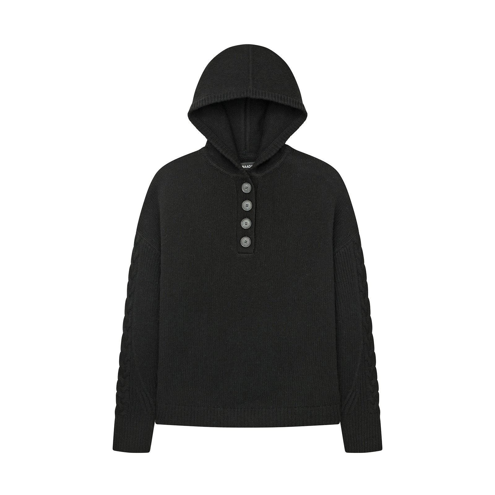 Cable Knit Sleeve Henley Hoodie – NAADAM