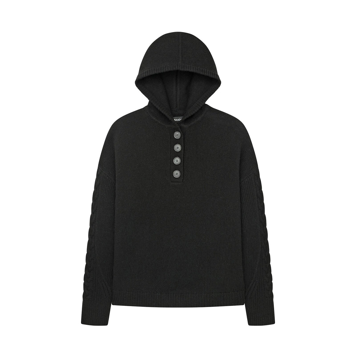 Cable Knit Sleeve Henley Hoodie – NAADAM