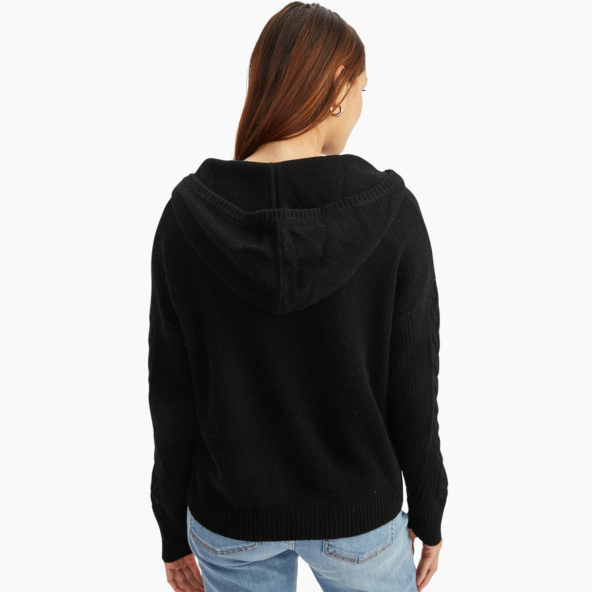 Cable Knit Sleeve Henley Hoodie – NAADAM