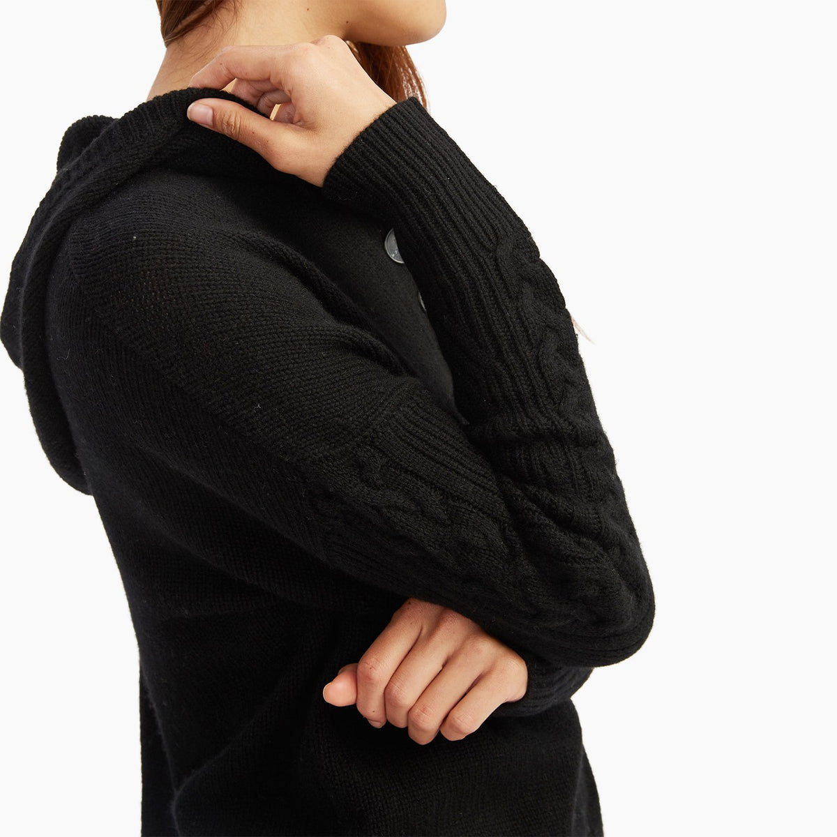 Cable Knit Sleeve Henley Hoodie – NAADAM