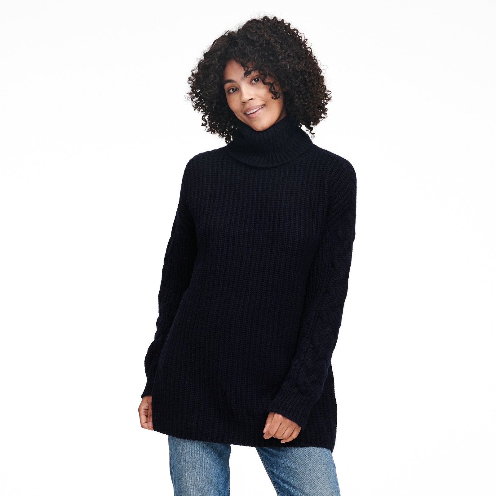 Cable Knit Sleeve Turtleneck – NAADAM